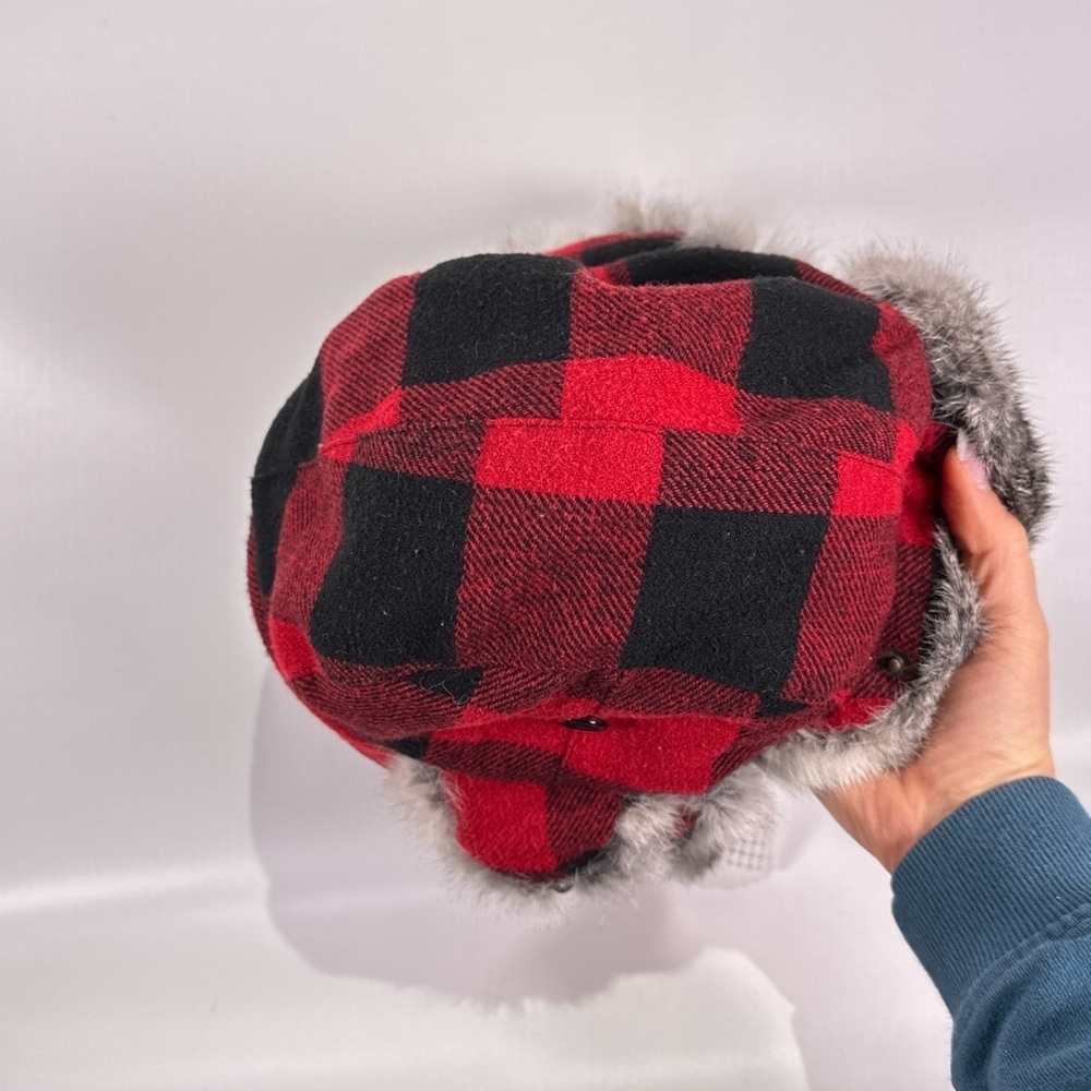 Yukon Tracks Mens Trapper Hat Rabbit Fur Buffalo Plaid Size L - Picture 6 of 13